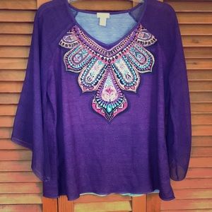 Chico’s purple embellished blouse
